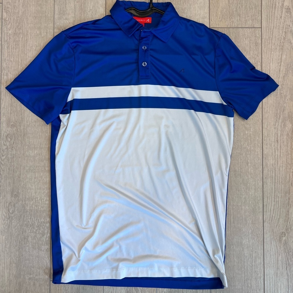 Redvanly Golf Polo Shirt Men’s Blue & White Colorblock Performance Short Sleeve